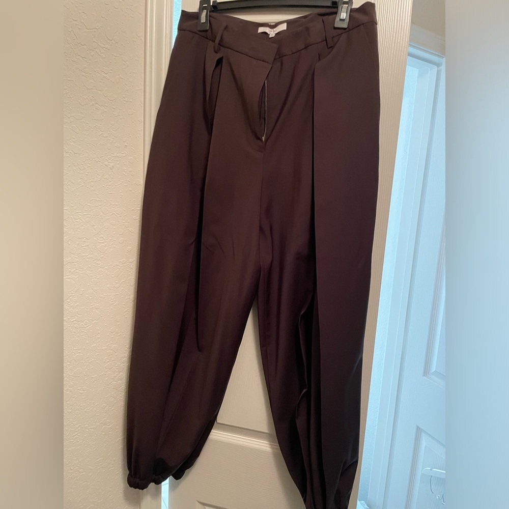 Tibi Cropped Ankle Tie-Waist Pants in Deep Plum